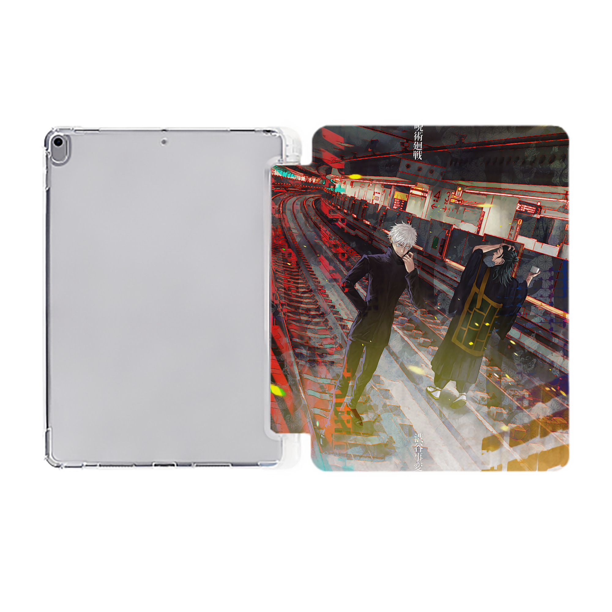（画像用） 呪術廻戦 Jujutsu Kaisen IPad ケース ペン収納付き 三つ折りスタンド PUレザー×シリコン 対応機種9.5/10.5/10.9インチ